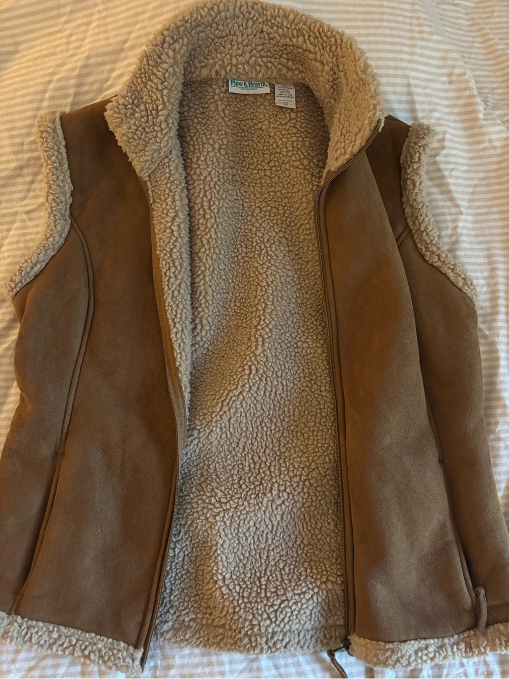 Sherpa-Lined Tan Vest - Women’s Cozy Outerwear
